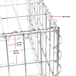 Wiltec Gabione 100 x 100 x 30 cm aus Drahtgitter, feuerverzinkter Gabionenzaun, Steinkorb für Gabionenwand, Gabionen Sichtschutz und Gabionen Hochbeet