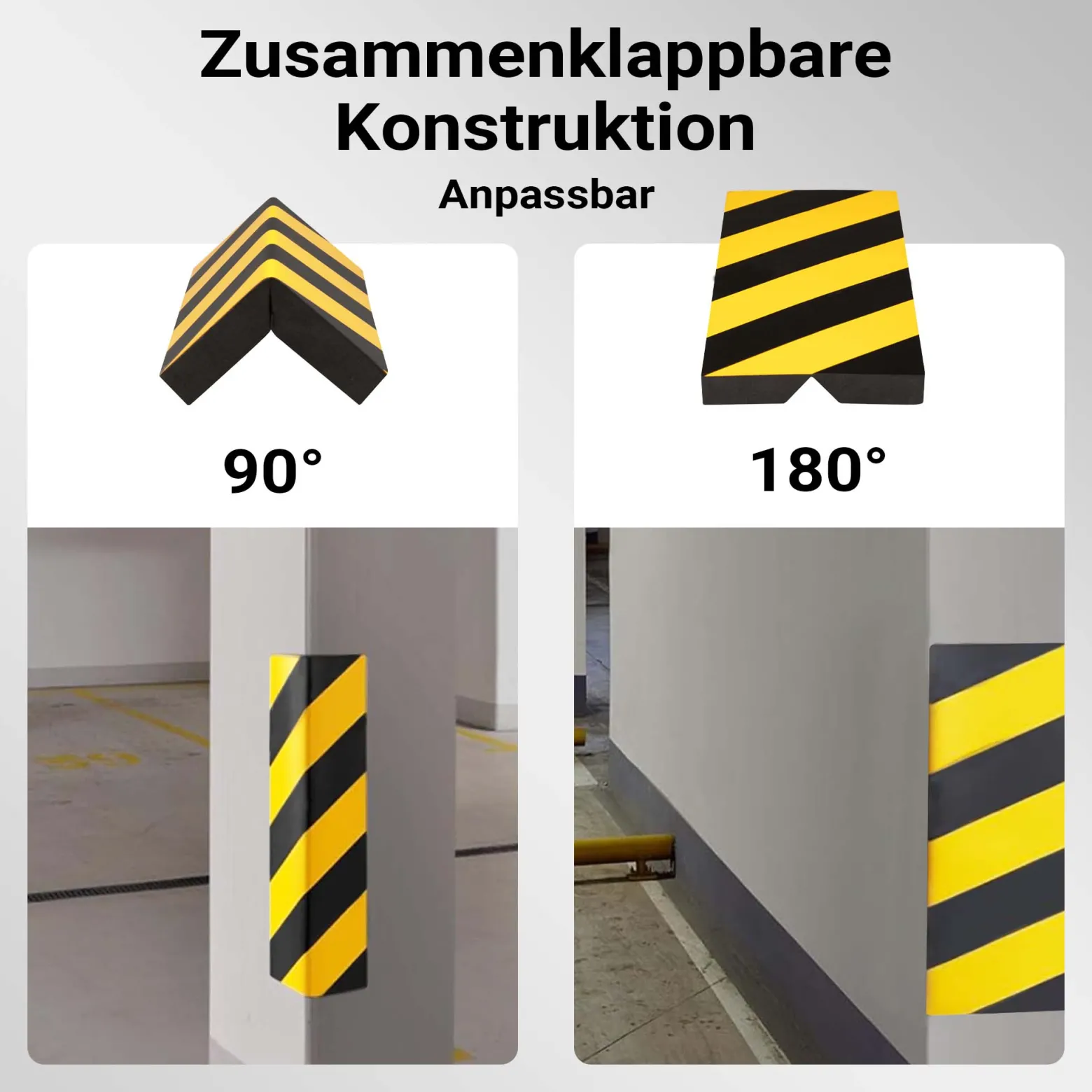 Wiltec Garagen Wandschutz 4 Stück je 400 x 75 x 20 mm, 4er-Set selbstklebender Türkantenschutz für Ihr Auto aus robustem EVA-Material, Einparkhilfe Garage