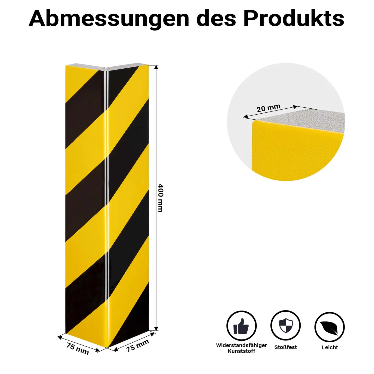 Wiltec Garagen Wandschutz 4 Stück je 400 x 75 x 20 mm, 4er-Set selbstklebender Türkantenschutz für Ihr Auto aus robustem EVA-Material, Einparkhilfe Garage