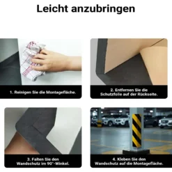 Wiltec Garagen Wandschutz 400 x 75 x 20 mm 4 Stück, Selbstklebender Türkantenschutz für Ihr Auto aus robustem EVA-Material, Einparkhilfe Garage