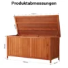Wiltec Gartenbox aus Holz 127 x 55 x 60 cm Aufbewharungsbox mit Deckel Gartenschrank für Geräte Spielzeug Kissenbox Auflagenbox Fichtenholz