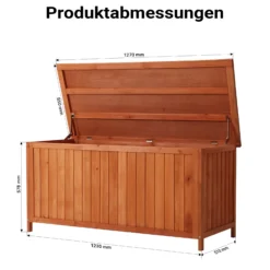 Wiltec Gartenbox aus Holz 127 x 55 x 60 cm Aufbewharungsbox mit Deckel Gartenschrank für Geräte Spielzeug Kissenbox Auflagenbox Fichtenholz