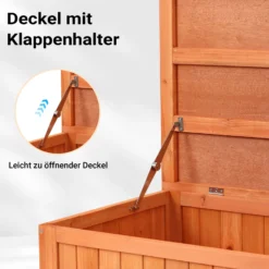 Wiltec Gartenbox aus Holz 127 x 55 x 60 cm Aufbewharungsbox mit Deckel Gartenschrank für Geräte Spielzeug Kissenbox Auflagenbox Fichtenholz
