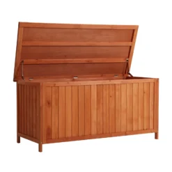 Wiltec Gartenbox aus Holz 127 x 55 x 60 cm Aufbewharungsbox mit Deckel Gartenschrank für Geräte Spielzeug Kissenbox Auflagenbox Fichtenholz