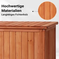 Wiltec Gartenbox aus Holz 127 x 55 x 60 cm Aufbewharungsbox mit Deckel Gartenschrank für Geräte Spielzeug Kissenbox Auflagenbox Fichtenholz
