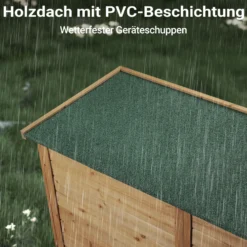 Wiltec Gartenhaus mit 2-flügelige Tür 1350x500x1540mm aus Fichtenholz mit Bitumendach für Garten, Terrasse & Balkon Gerätehaus Geräteschuppen Holzhaus Werkzeugschrank