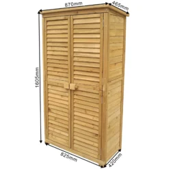Wiltec Gartenhaus mit Lamellentür aus Fichtenholz mit Bitumendach 870x465x1600mm für Garten, Terrasse & Balkon Gerätehaus Geräteschuppen Holzhaus Werkzeugschrank
