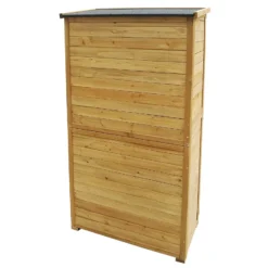 Wiltec Gartenhaus mit Lamellentür aus Fichtenholz mit Bitumendach 870x465x1600mm für Garten, Terrasse & Balkon Gerätehaus Geräteschuppen Holzhaus Werkzeugschrank