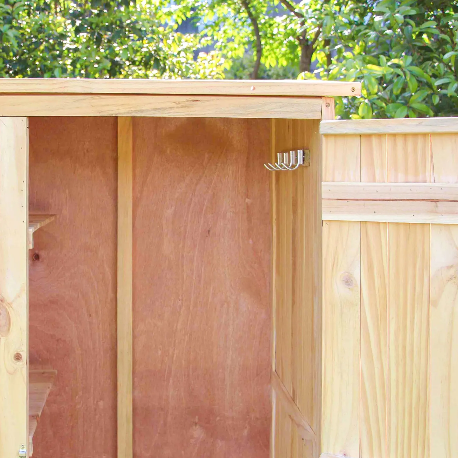 Wiltec Gartenhaus mit 1 Tür in Naturfarbe holz 92 x 57 x 154cm Gerätehaus für den Garten Geräteschuppen Gartenschrank Geräteschrank