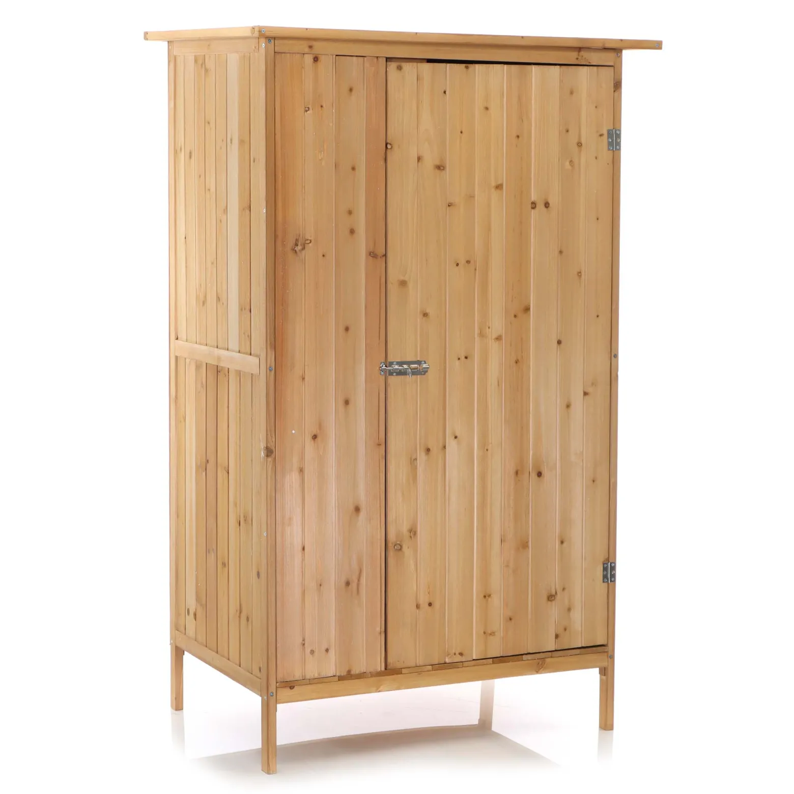 Wiltec Gartenhaus mit 1 Tür in Naturfarbe holz 92 x 57 x 154cm Gerätehaus für den Garten Geräteschuppen Gartenschrank Geräteschrank