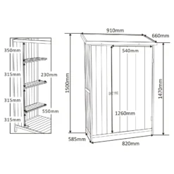 Wiltec Gartenhaus mit 1 Tür in Naturfarbe holz 92 x 57 x 154cm Gerätehaus für den Garten Geräteschuppen Gartenschrank Geräteschrank