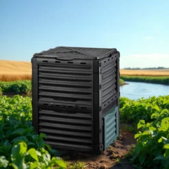 Wiltec Gartenkomposter 300 Liter 61 x 61 x 82 cm, Komposter aus Kunststoff für Bio- und Garten-Abfälle, Kompostierer mit Deckel, Schnellkomposter mit Bodenklappe zum Entleeren