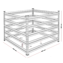 Wiltec Gartenkomposter 90 x 90 x 90 cm, Komposter aus Metall, Kompostbehälter für 720 Liter Kompost, verzinkter Biokomposter für Bioabfall