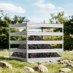 Wiltec Gartenkomposter 100 x 100 x 90 cm, Komposter aus Metall, Kompostbehälter für 900 Liter Kompost, verzinkter Biokomposter für Bioabfall