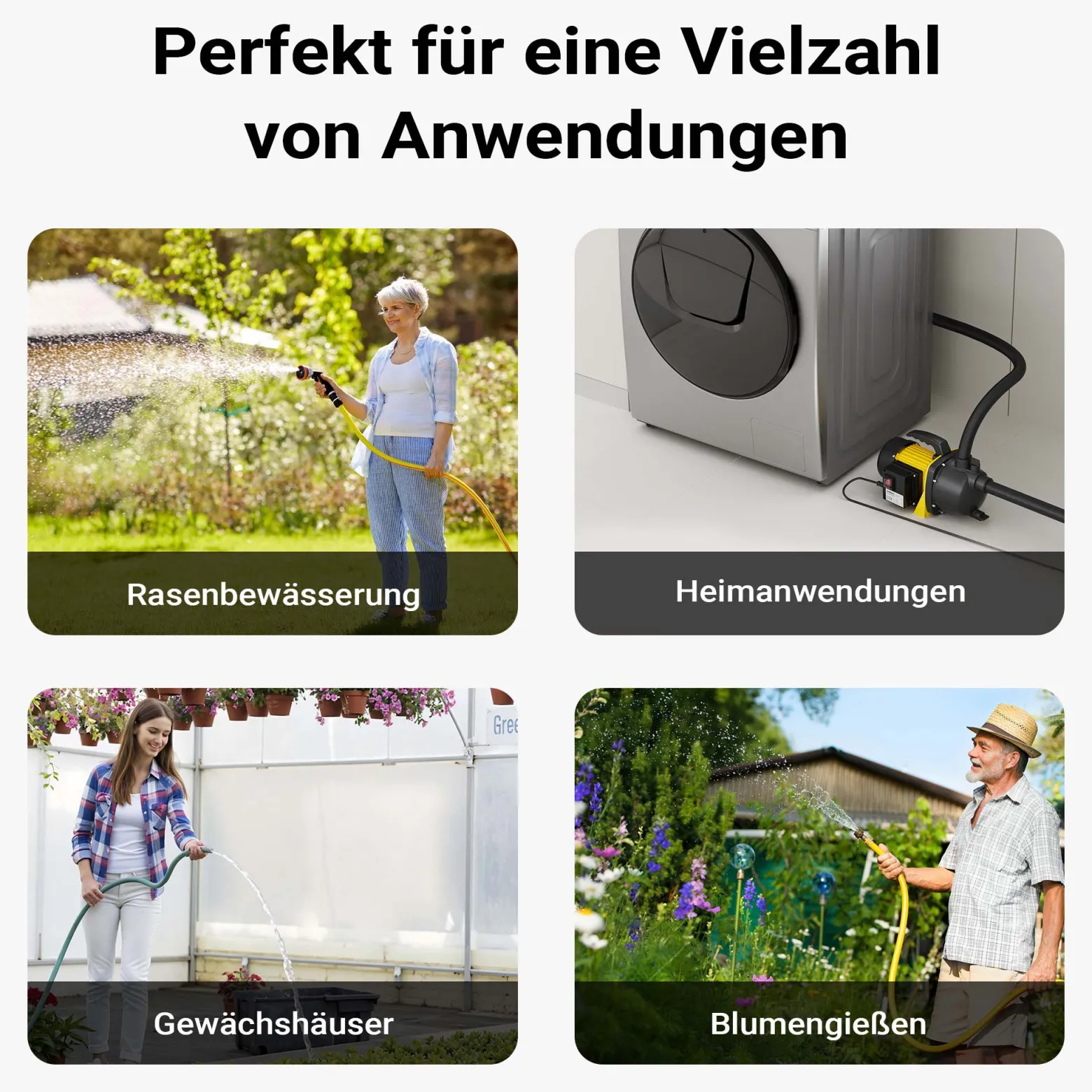 Wiltec Gartenpumpe 3800/h, 1200W, mit Tragegriff & Wasserablassschraube, max. Förderhöhe 48m, für Süßwasser Hauswasserwerk Wasserpumpe Bewässerungspumpe Regenwasserpumpe
