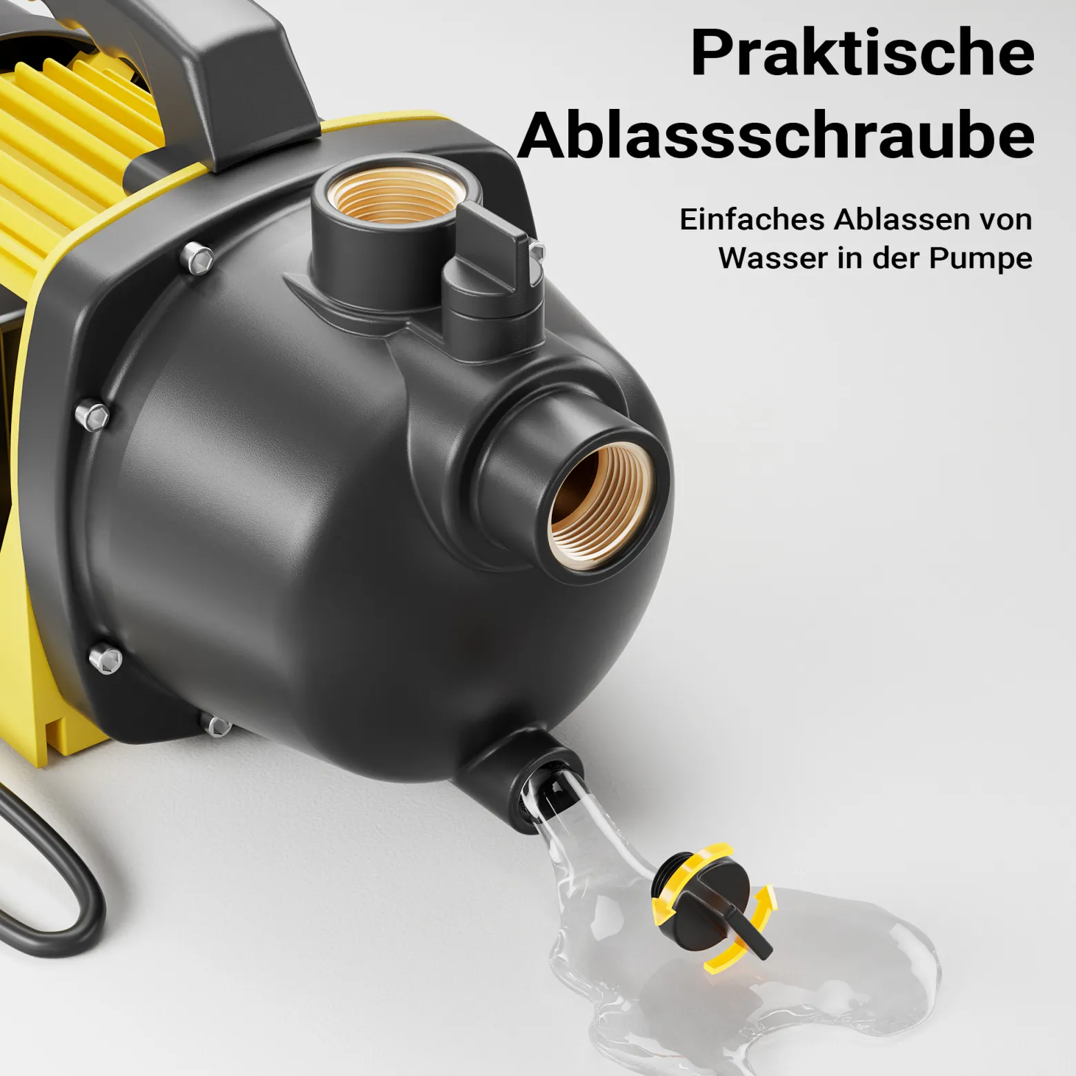 Wiltec Gartenpumpe 2800l/h, 600W, mit Tragegriff & Wasserablassschraube, max. Förderhöhe 35m, für Süßwasser Hauswasserwerk Wasserpumpe Bewässerungspumpe Regenwasserpumpe