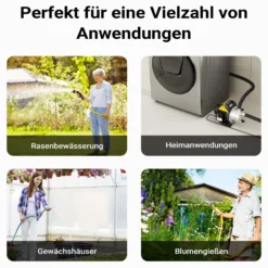 Wiltec Gartenpumpe 3800l/h, 1200W, Tragegriff & Wasserablassschraube, max. Förderhöhe 48m, rostfreier Stahl Hauswasserwerk Wasserpumpe Bewässerungspumpe Regenwasserpumpe