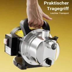 Wiltec Gartenpumpe 2800l/h, 600W, Tragegriff & Wasserablassschraube, max. Förderhöhe 35m, rostfreier Stahl Hauswasserwerk Wasserpumpe Bewässerungspumpe Regenwasserpumpe