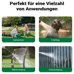 Wiltec Gartenschlauch Spiralschlauch 15m, flexibel Bewässerungsschlauch für Haus und Garten