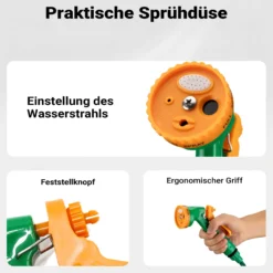 Wiltec Gartenschlauch Spiralschlauch 15m, flexibel Bewässerungsschlauch für Haus und Garten