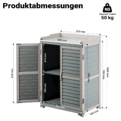 Wiltec Gartentisch mit Unterschrank und Arbeitsplatte, grau, Pflanztisch mit Schutzleisten für Gartenarbeiten, Holzschrank Werkzeugschrank Arbeitstisch für Garten
