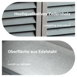 Wiltec Gartentisch mit Unterschrank und Arbeitsplatte, grau, Pflanztisch mit Schutzleisten für Gartenarbeiten, Holzschrank Werkzeugschrank Arbeitstisch für Garten