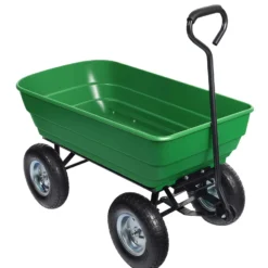 Wiltec Gartenwagen mit Kippfunktion bis 350 kg, Handwagen mit 125 l Volumen, Bollerwagen für Gartenarbeit, Handkarren für u. a. Rasen, Kies, Schlamm