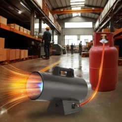 Wiltec Gasdruckminderer UK, Gasdruckregler 700 mbar, 1,5 m Gasschlauch mit Druckminderer, Druckregler für große Geräte, Gasregler für Gasheizgebläse