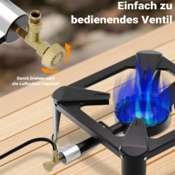 Wiltec Gaskocher 450g/h 7kW Outdoor Campingkocher Camping Antrieb mit Propangas/ Butangas Gasbrenner Kocher Gas Hockerkocher