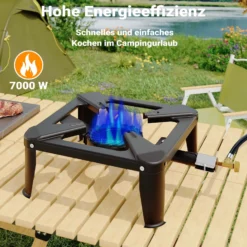 Wiltec Gaskocher 450g/h 7kW Outdoor Campingkocher Camping Antrieb mit Propangas/ Butangas Gasbrenner Kocher Gas Hockerkocher
