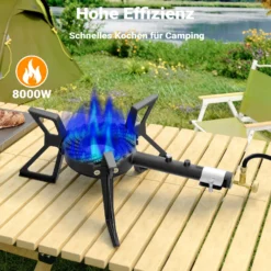 Wiltec Gaskocher max. 8 kW Nutzung mit 50 mbar Regler Betrieb mit Propangas oder Butangas Campingkocher Gas max. 8,0 kW bei 37 mbar Regler Outdoor Camping