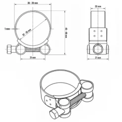 Wiltec Gelenkbolzenschelle W4 Bandbreite 20mm Spannbereich 32-35mm rostfreier Edelstahl Spannbackenschelle Schlauchschelle