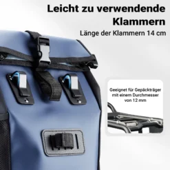 Wiltec Gepäckträgertasche blau, Fahrradtasche Gepäckträger 16 l Stauraum, Gepäcktasche mit Tragegurt, wasserresistente Fahrrad Tasche