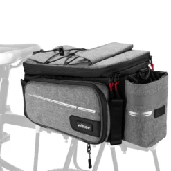 Wiltec Gepäckträgertasche grau, Fahrradtasche Gepäckträger bis 20 l Stauraum, wasserresistente Fahrrad Tasche, Gepäcktasche leichte Handhabung