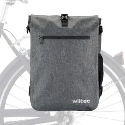 Wiltec Gepäckträgertasche grau, Fahrradtasche Rucksack 25 l Stauraum, Gepäcktasche mit Laptopfach, wasserresistente Fahrrad Tasche