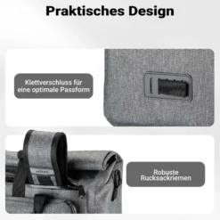 Wiltec Gepäckträgertasche grau, Fahrradtasche Rucksack 25 l Stauraum, Gepäcktasche mit Laptopfach, wasserresistente Fahrrad Tasche