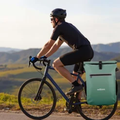 Wiltec Gepäckträgertasche grün, Fahrradtasche Rucksack 20 l Stauraum, Gepäcktasche mit Laptopfach, wasserresistente Fahrrad Tasche