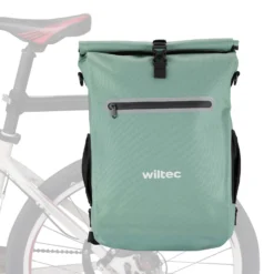 Wiltec Gepäckträgertasche grün, Fahrradtasche Rucksack 20 l Stauraum, Gepäcktasche mit Laptopfach, wasserresistente Fahrrad Tasche