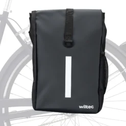 Wiltec Gepäckträgertasche matt schwarz, Fahrradtasche Gepäckträger 16 l Stauraum, Gepäcktasche mit Tragegurt, wasserresistente Fahrrad Tasche