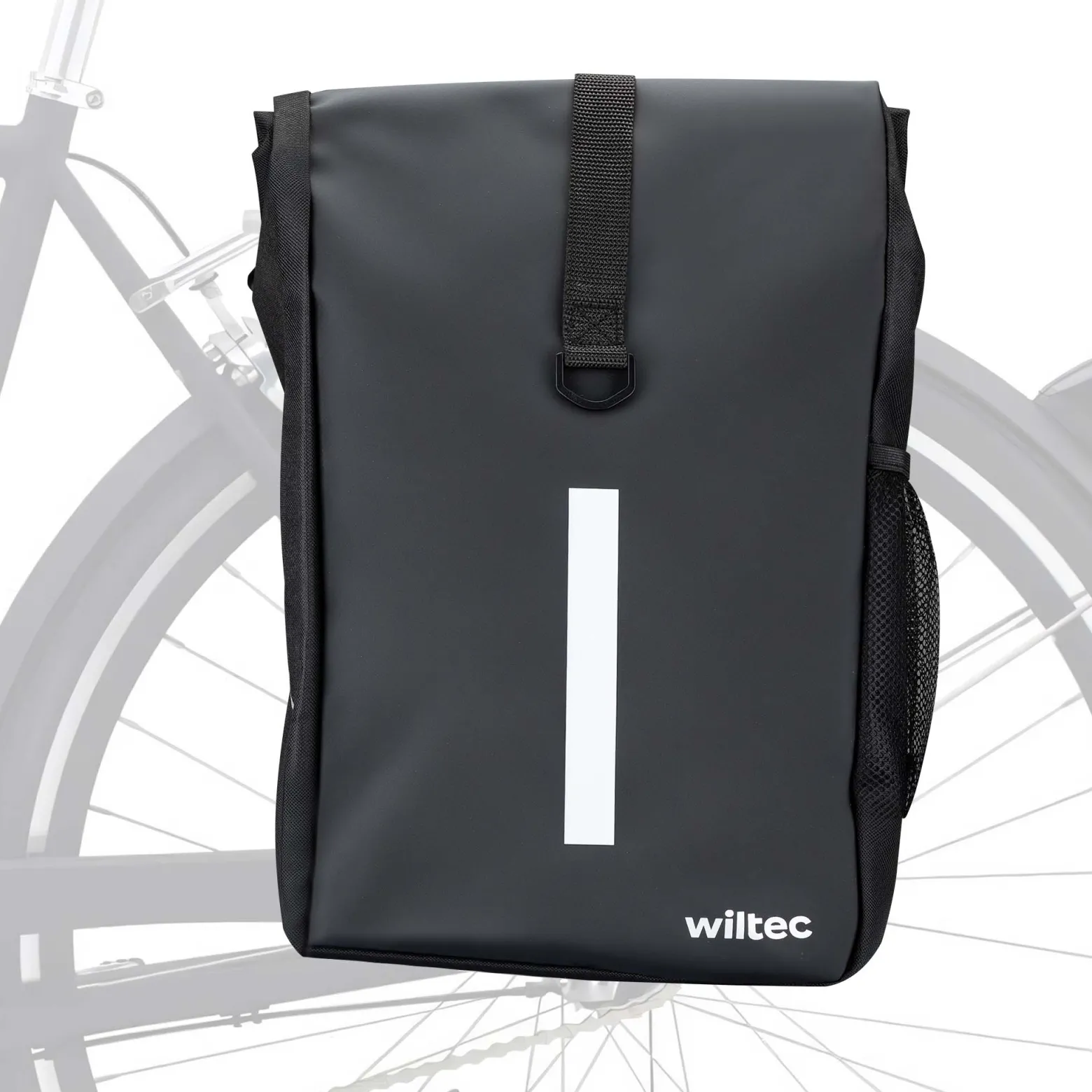 Wiltec Gepäckträgertasche matt schwarz, Fahrradtasche Gepäckträger 16 l Stauraum, Gepäcktasche mit Tragegurt, wasserresistente Fahrrad Tasche