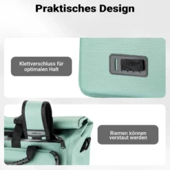Wiltec Gepäckträgertasche mintgrün, Fahrradtasche Rucksack 25 l Stauraum, Gepäcktasche mit Laptopfach, wasserresistente Fahrrad Tasche