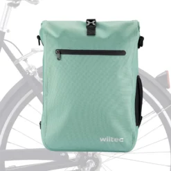 Wiltec Gepäckträgertasche mintgrün, Fahrradtasche Rucksack 25 l Stauraum, Gepäcktasche mit Laptopfach, wasserresistente Fahrrad Tasche