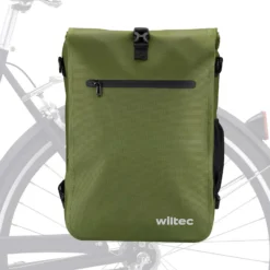 Wiltec Gepäckträgertasche oliv, Fahrradtasche Rucksack 25 l Stauraum, Gepäcktasche mit Laptopfach, wasserresistente Fahrrad Tasche