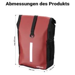 Wiltec Gepäckträgertasche rot, Fahrradtasche Gepäckträger 16 l Stauraum, Gepäcktasche mit Tragegurt, wasserresistente Fahrrad Tasche