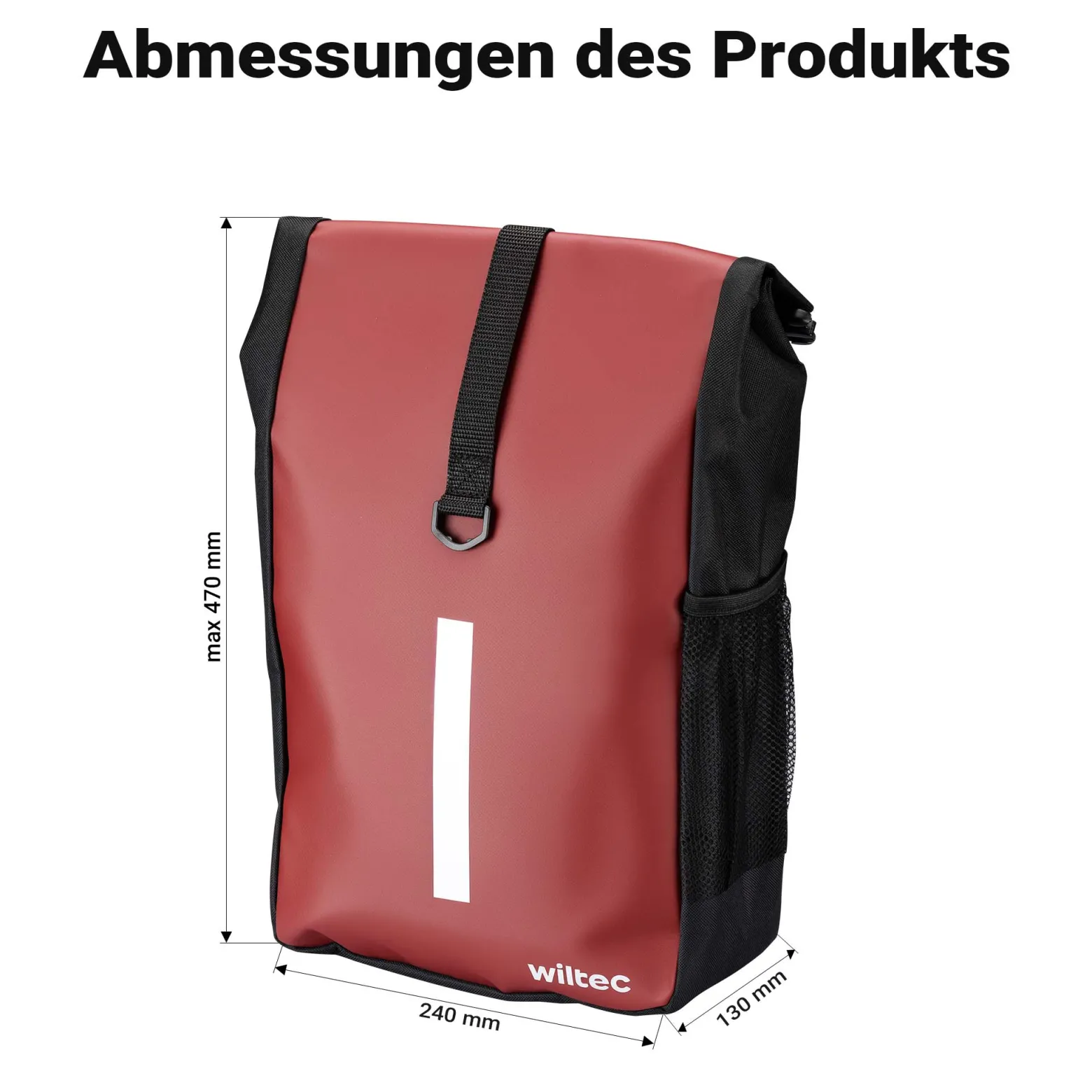 Wiltec Gepäckträgertasche rot, Fahrradtasche Gepäckträger 16 l Stauraum, Gepäcktasche mit Tragegurt, wasserresistente Fahrrad Tasche