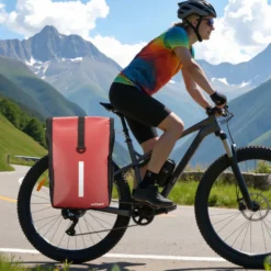 Wiltec Gepäckträgertasche rot, Fahrradtasche Gepäckträger 16 l Stauraum, Gepäcktasche mit Tragegurt, wasserresistente Fahrrad Tasche