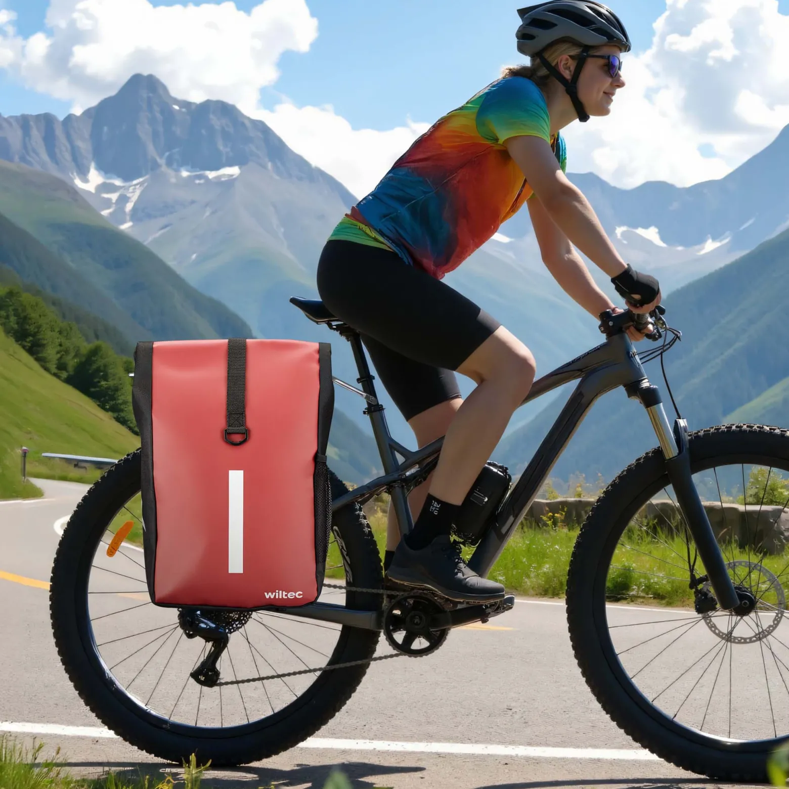 Wiltec Gepäckträgertasche rot, Fahrradtasche Gepäckträger 16 l Stauraum, Gepäcktasche mit Tragegurt, wasserresistente Fahrrad Tasche