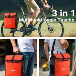 Wiltec Gepäckträgertasche rot, Fahrradtasche Gepäckträger 22 l Stauraum, wasserresistente Fahrrad Tasche, Gepäcktasche leichte Handhabung
