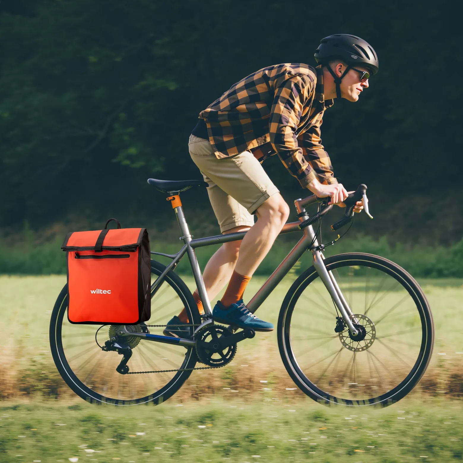 Wiltec Gepäckträgertasche rot, Fahrradtasche Gepäckträger 22 l Stauraum, wasserresistente Fahrrad Tasche, Gepäcktasche leichte Handhabung