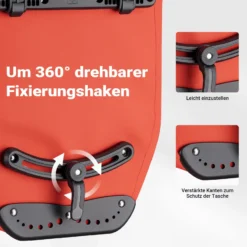 Wiltec Gepäckträgertasche rot, Fahrradtasche Gepäckträger 28 l Stauraum, Gepäcktasche mit Tragegurt, wasserresistente Fahrrad Tasche mit Reflektoren